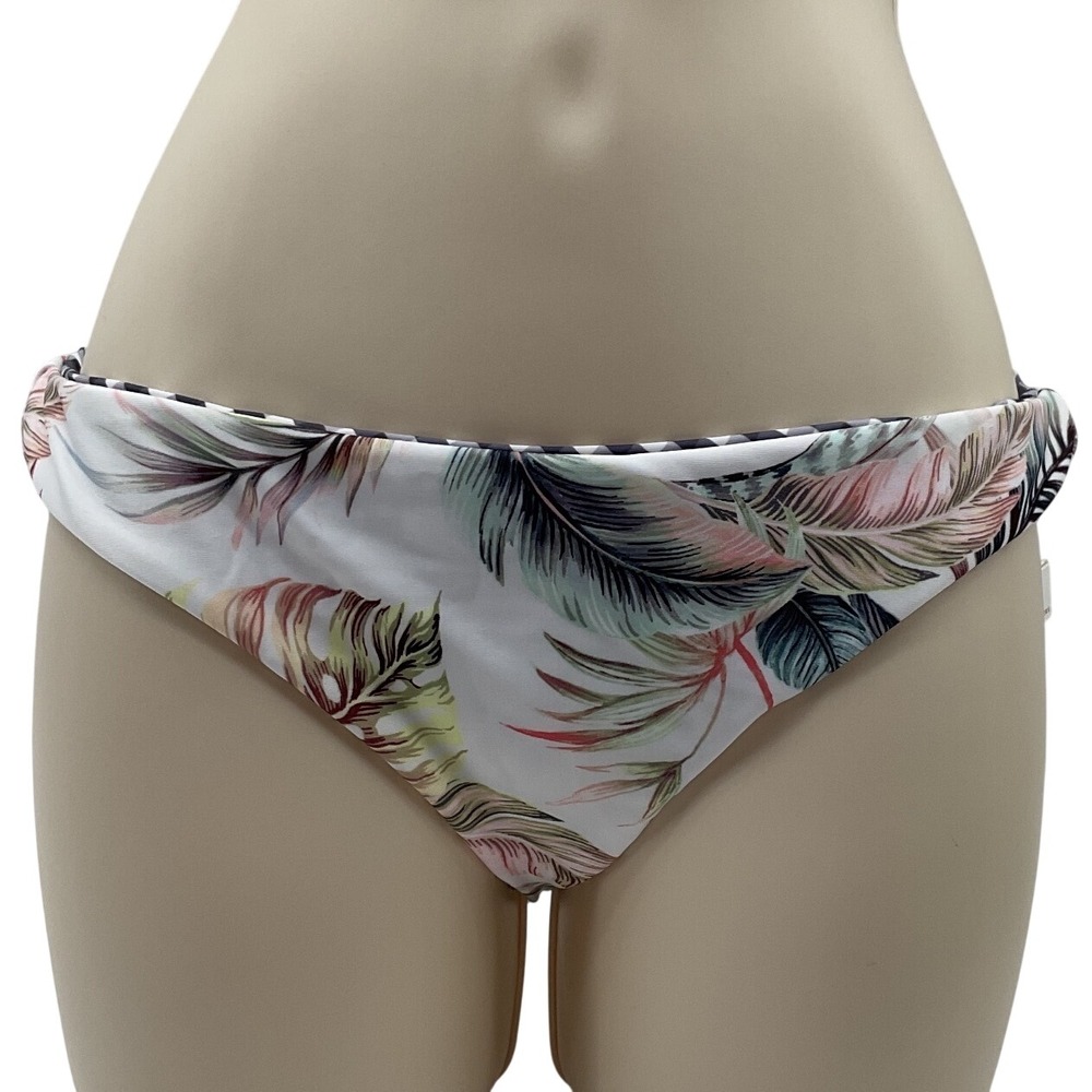 Raisins‎ Reversible Lowrider Bikini Bottom Tropical Gingham White Small NEW